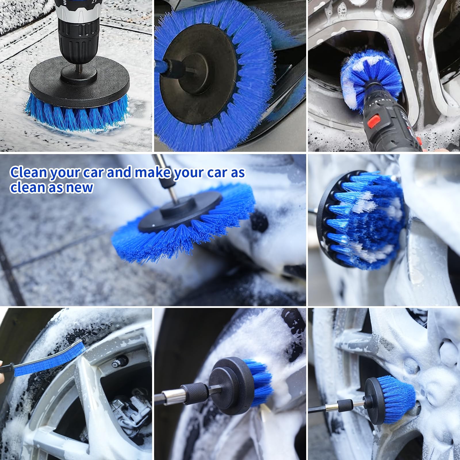 10 Pack Drill Brush Attachment Set for Cleaning Grout, Tile, Tub, and Car