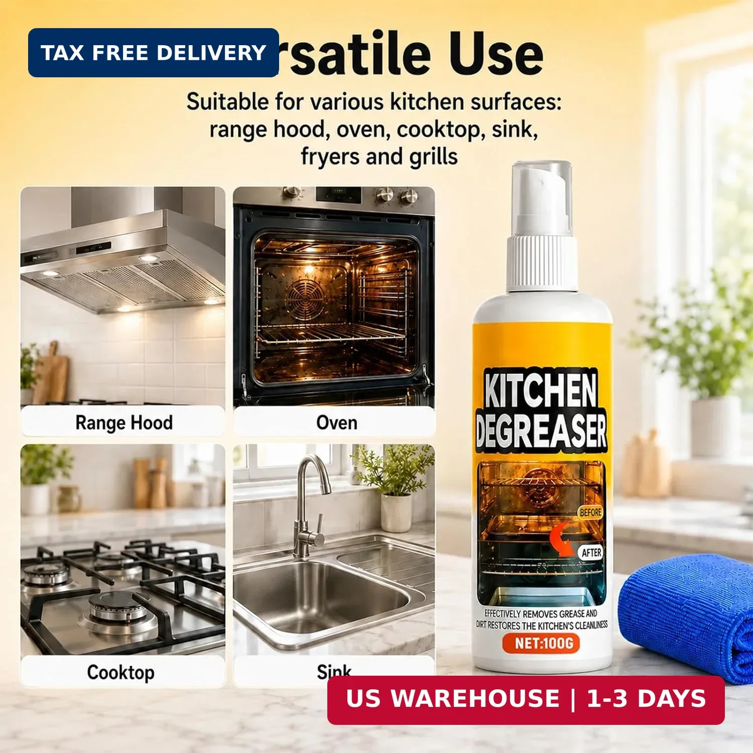 Kitchen Degreaser Spray, BBQ Grill Cleaner Spray, Heavy Duty Degreaser Spray For