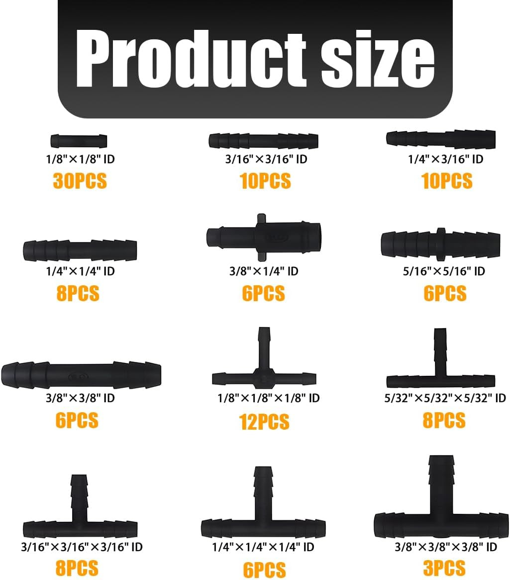 Car Vacuum Line Connector Kit Heat Resistant Reducer Vehicle Universal Fit 113PC