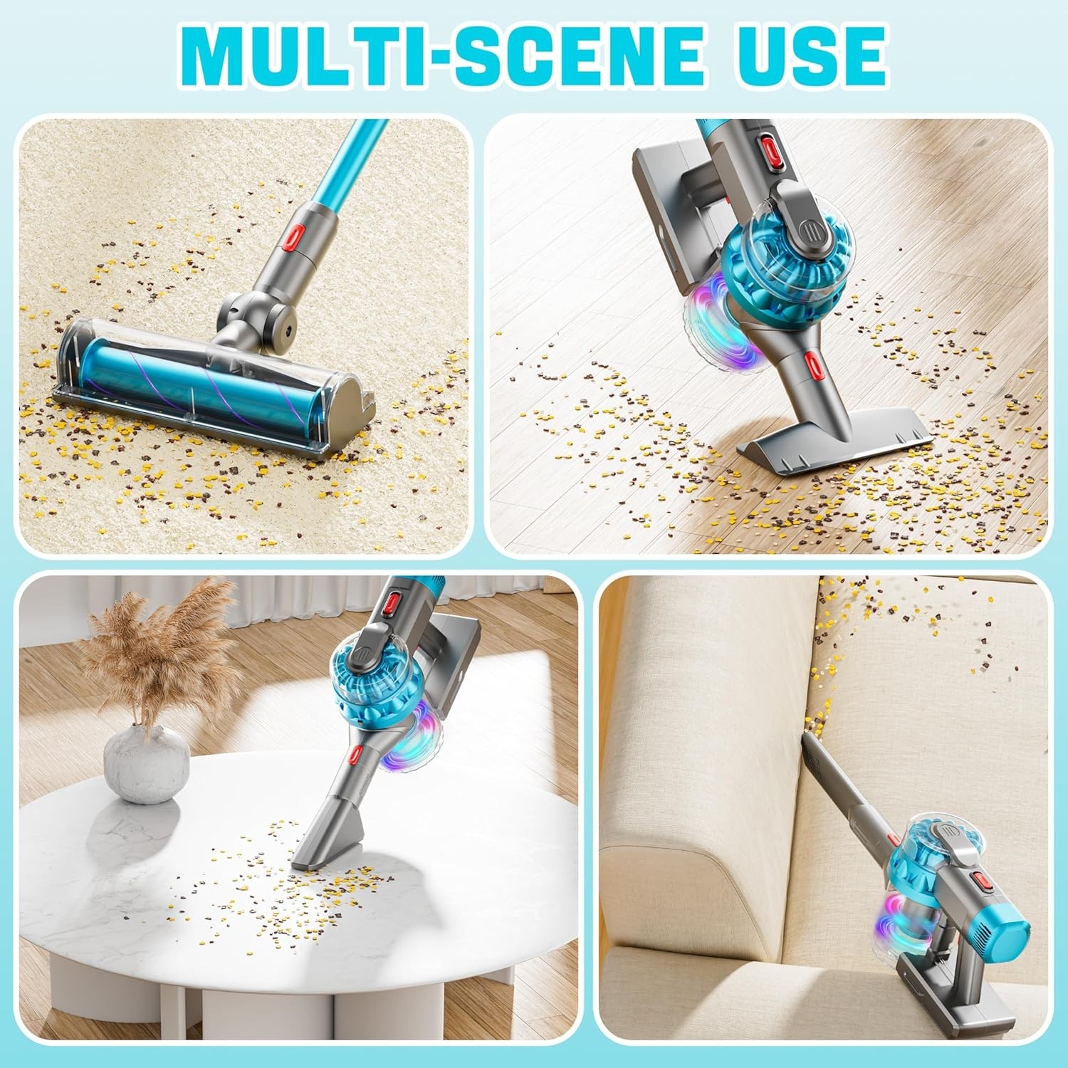 Kids Toy Vacuum Cleaner 4-in-1 Suction Sound Lights Toddler Playset for Children