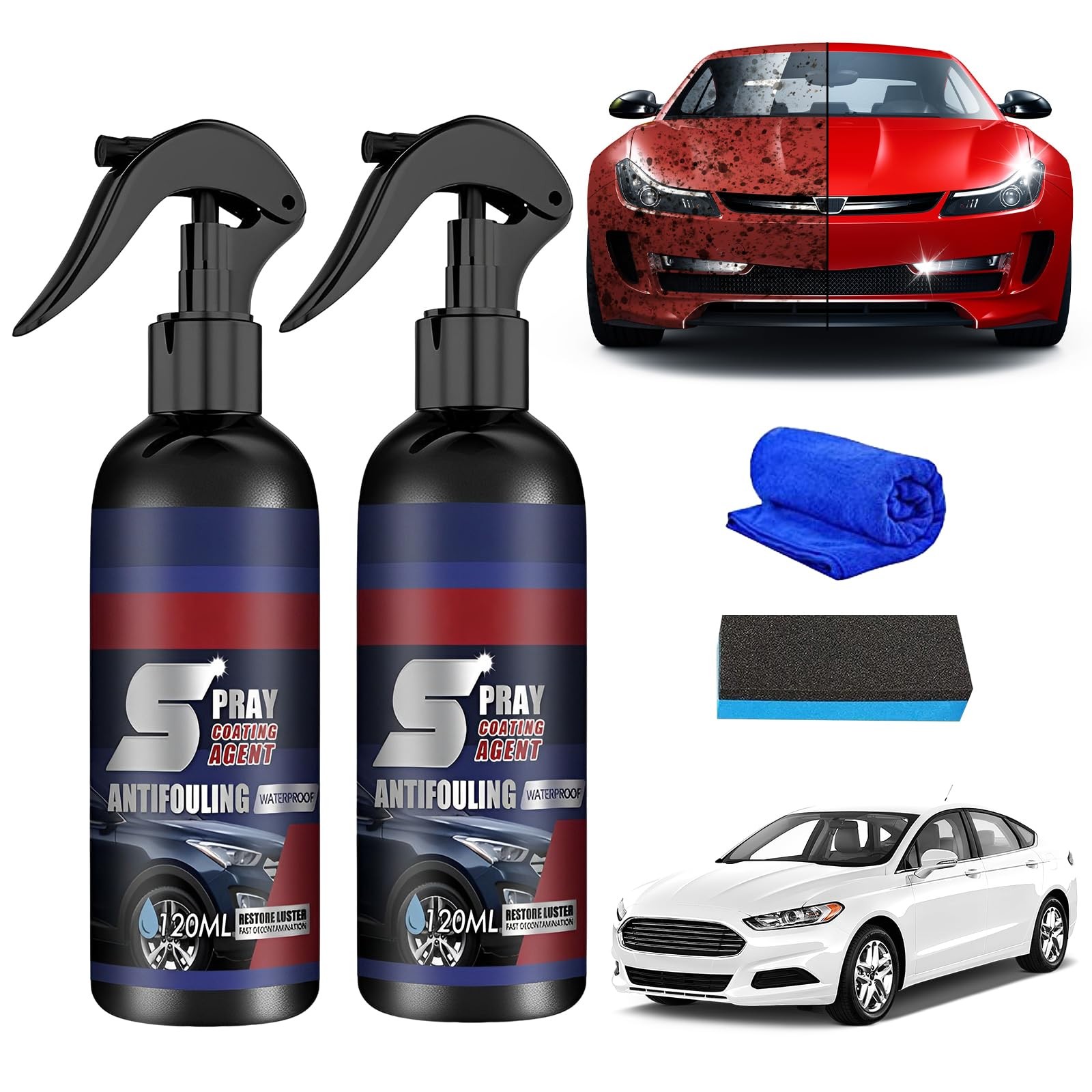 2Pcs Multi-Functional Coating Renewal Agent, 3 in 1 Ceramic Car Coating Spray…