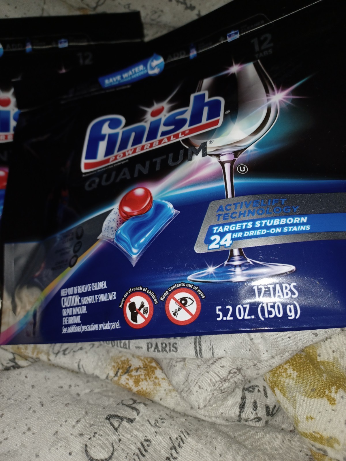 2 Finish Powerball 5.2 Oz Quantum Clean Shine 12 Ct Tabs Dishwasher Detergent