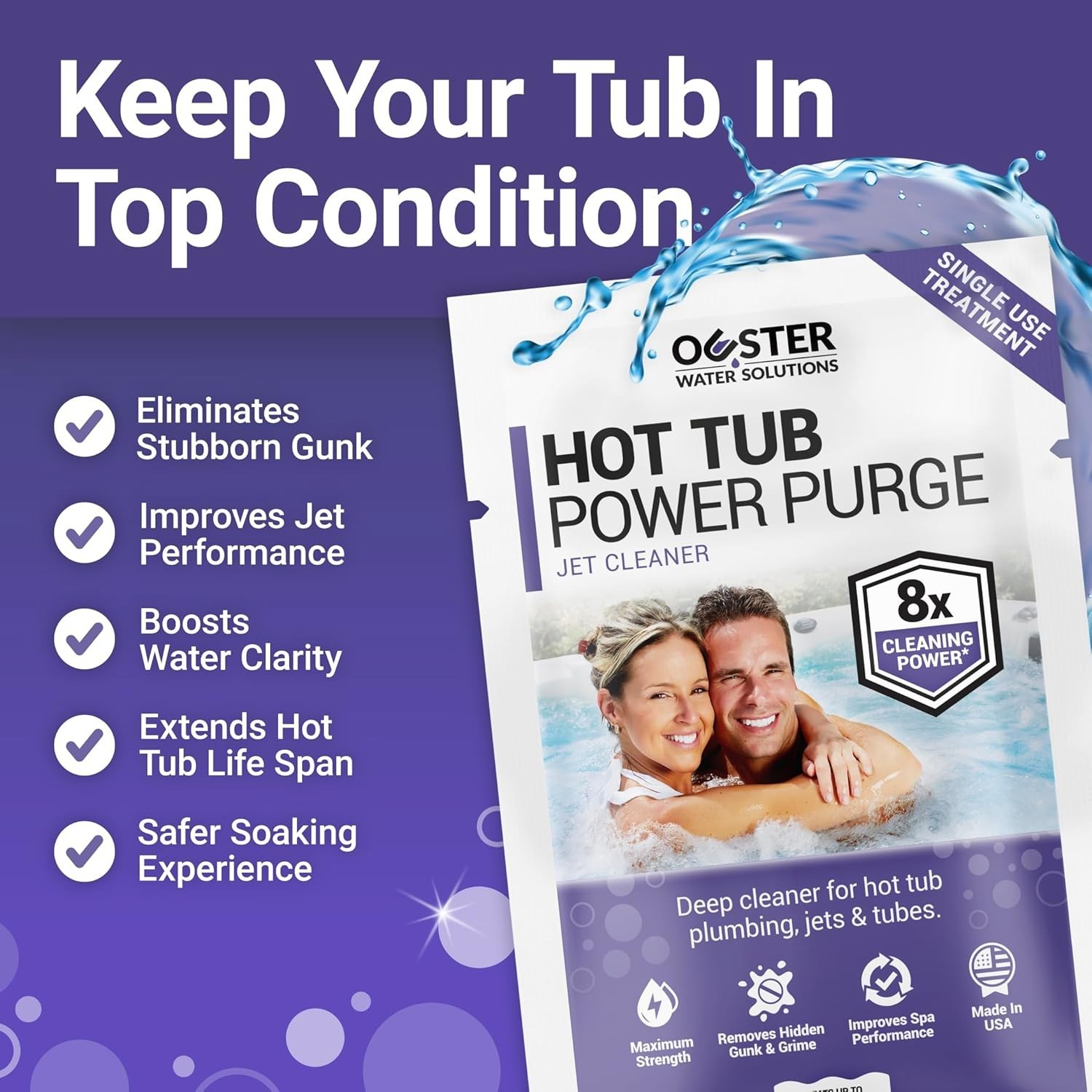 2oz Power Purge Hot Tub Cleaner – Effortlessly Remove Buildup & Improve Clarity