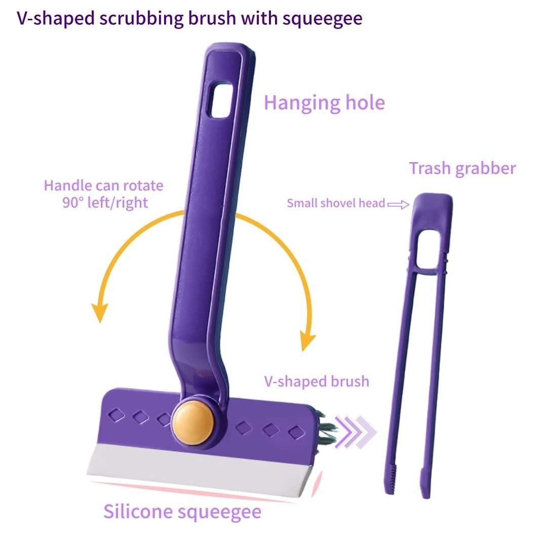 Lightweight Scraper Cleaning Brush with Hard Bristles and Built-in Garbage Ho…