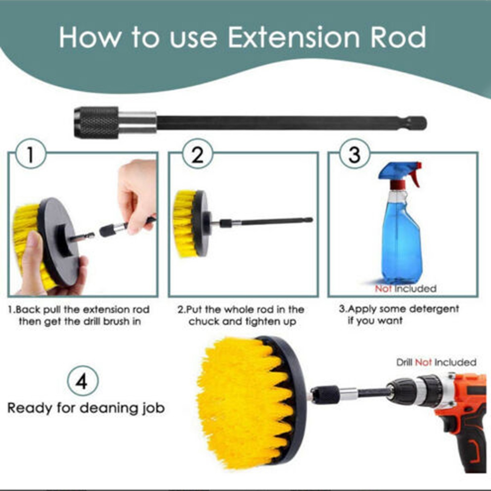 6Pcs Power Scrubber Cleaning Kit Drill Brush Set For Bathroom Tile Grout V1