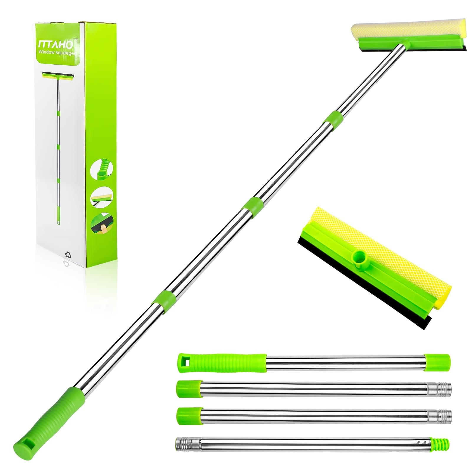 Window Squeegee, Squeegee for Window Cleaning, 2 in 1 Squeegee Window Cleaner…