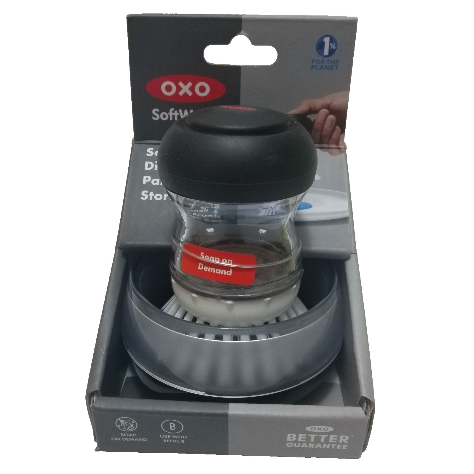 Oxo soap dispensing palm brush storage set and 16 Unbranded Scrub Sponges