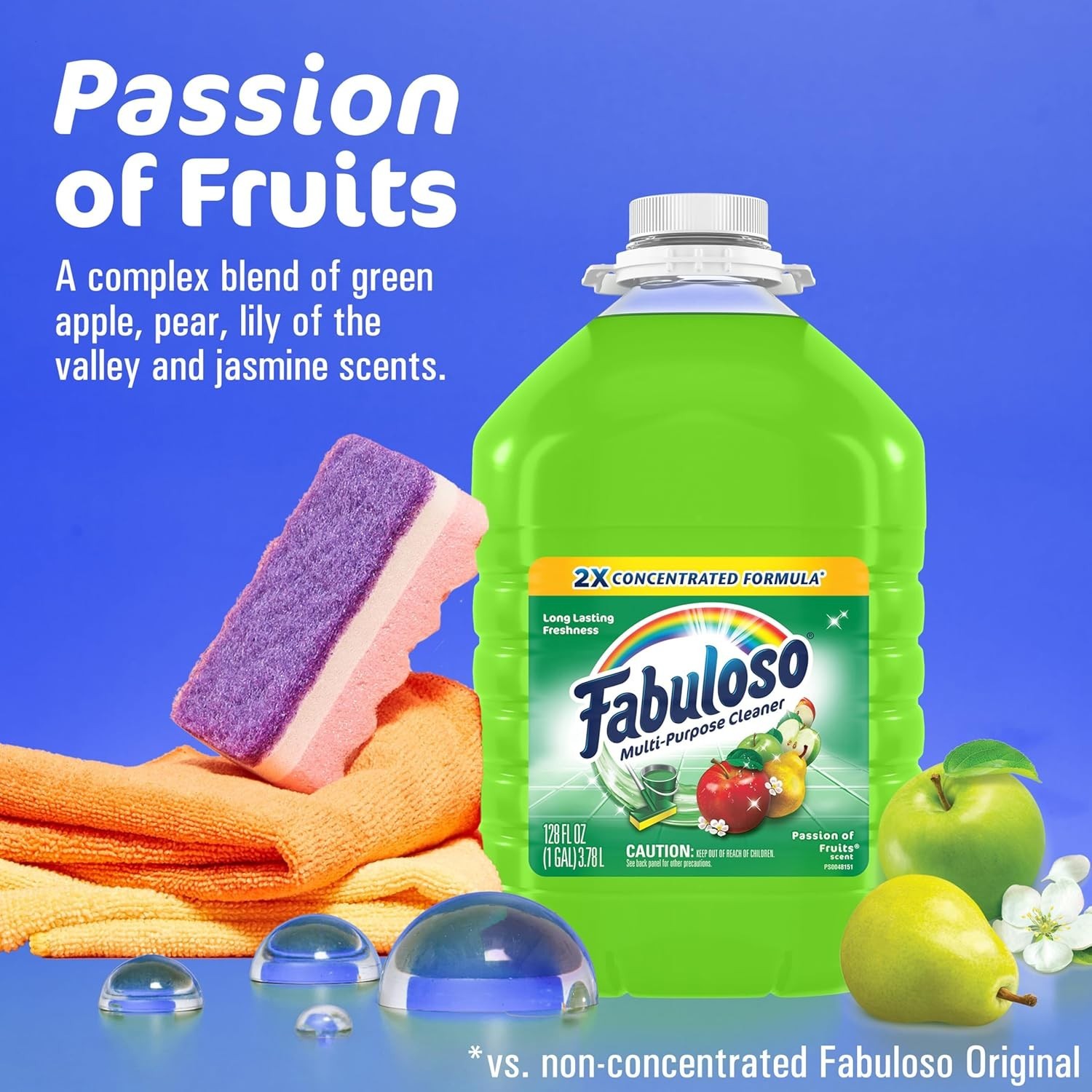 Eco-Friendly 2X Concentrated Cleaner in Passion Fruit Scent – 128 oz, 4 Pack!