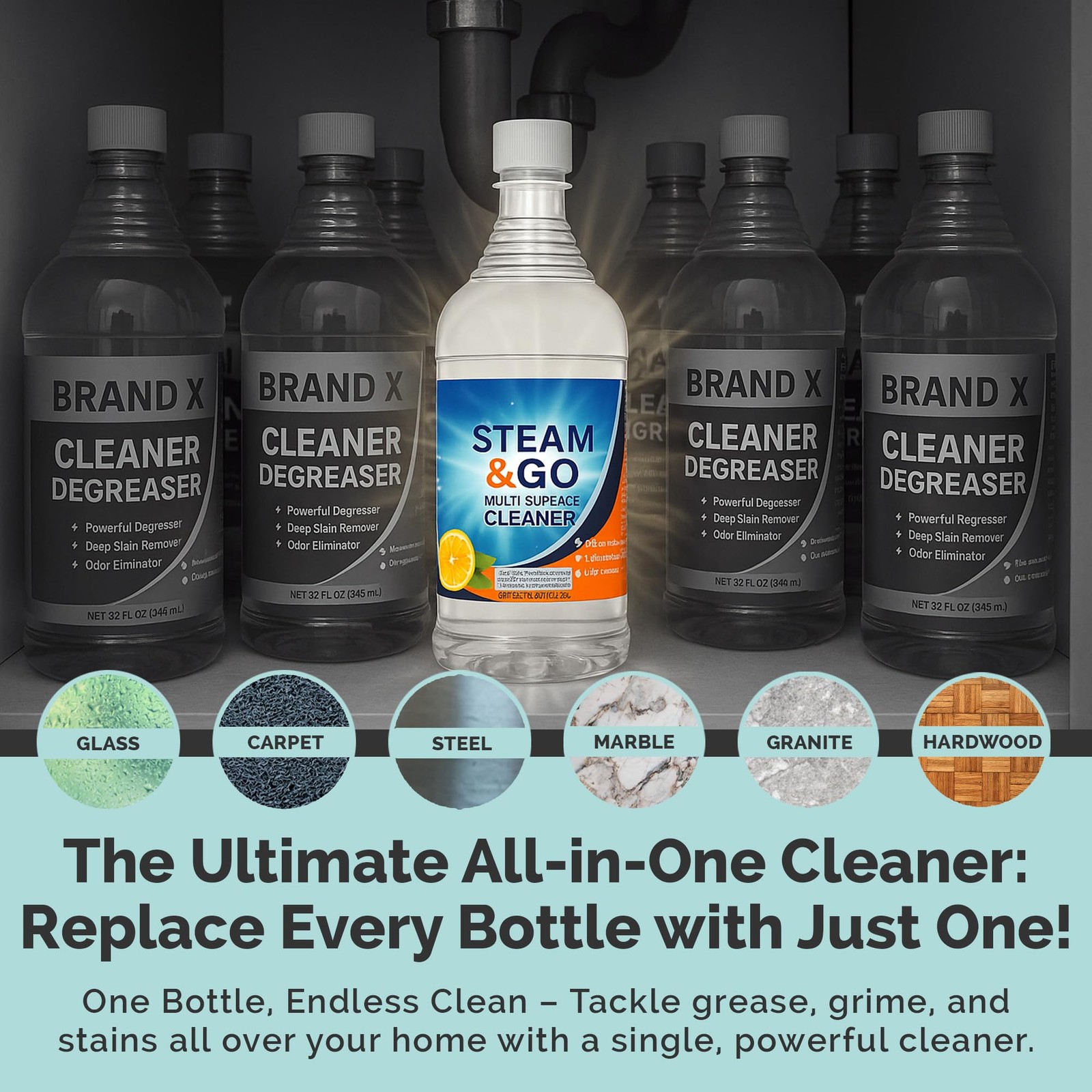 Steam & Go Multi-Purpose Cleaner Spray with Oxy Power for Multi-Surfaces – Re…