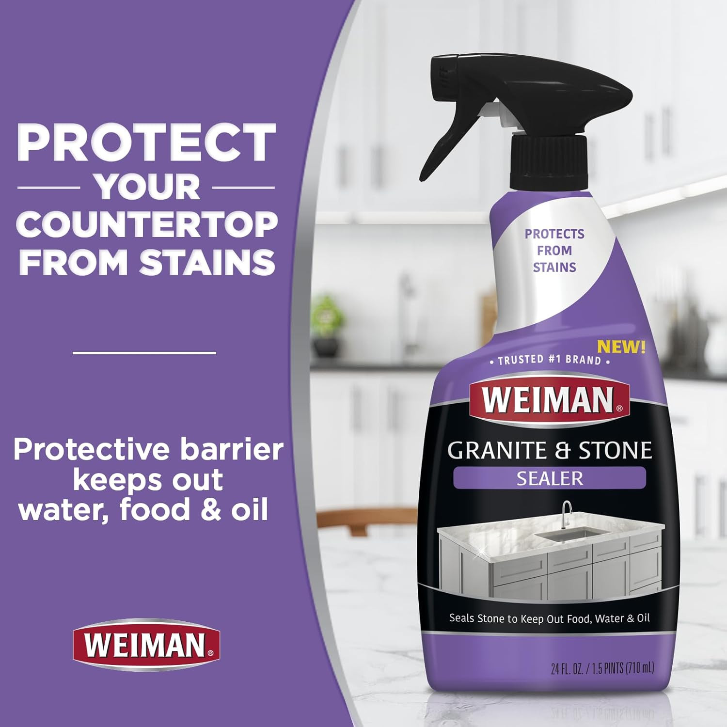 Granite & Stone Sealer Spray – Protects Kitchen Countertops, Sinks, Showers, Van