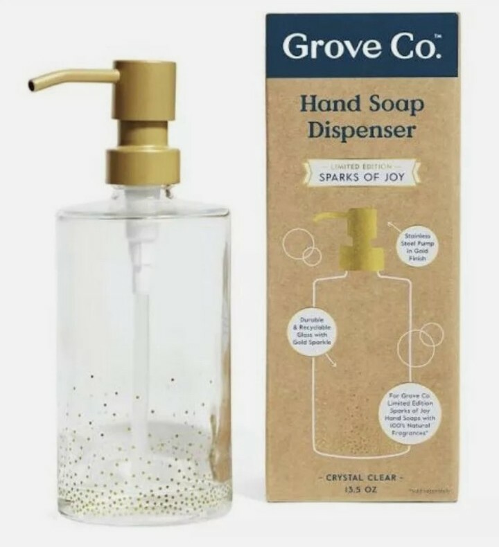 Grove Reusable Hand Soap Dispenser Limited Edition Sparks of Joy 13.5oz New