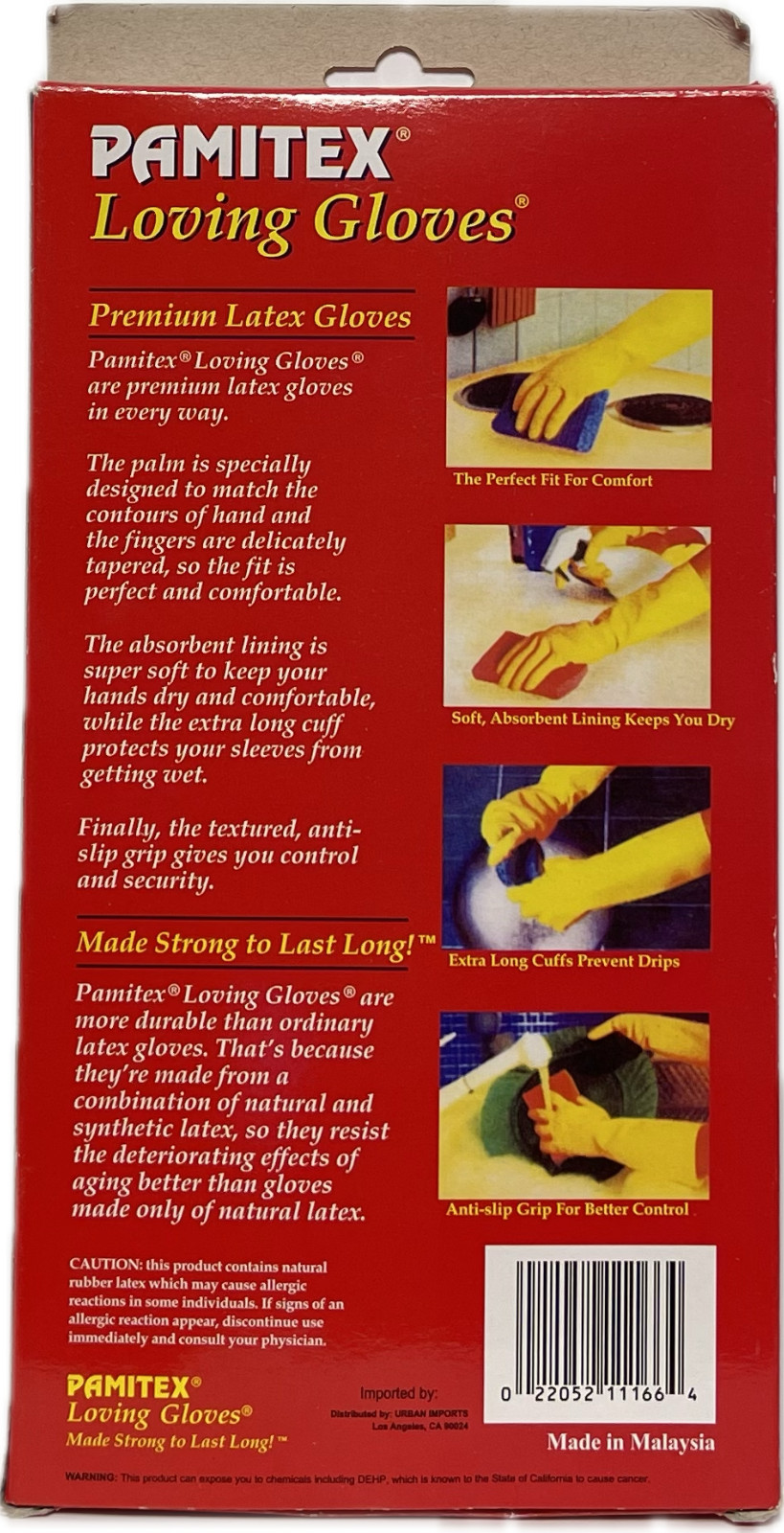 Yellow Latex Household Cleaning Dishwashing Gloves – 1 Pair (2 Gloves) – Large