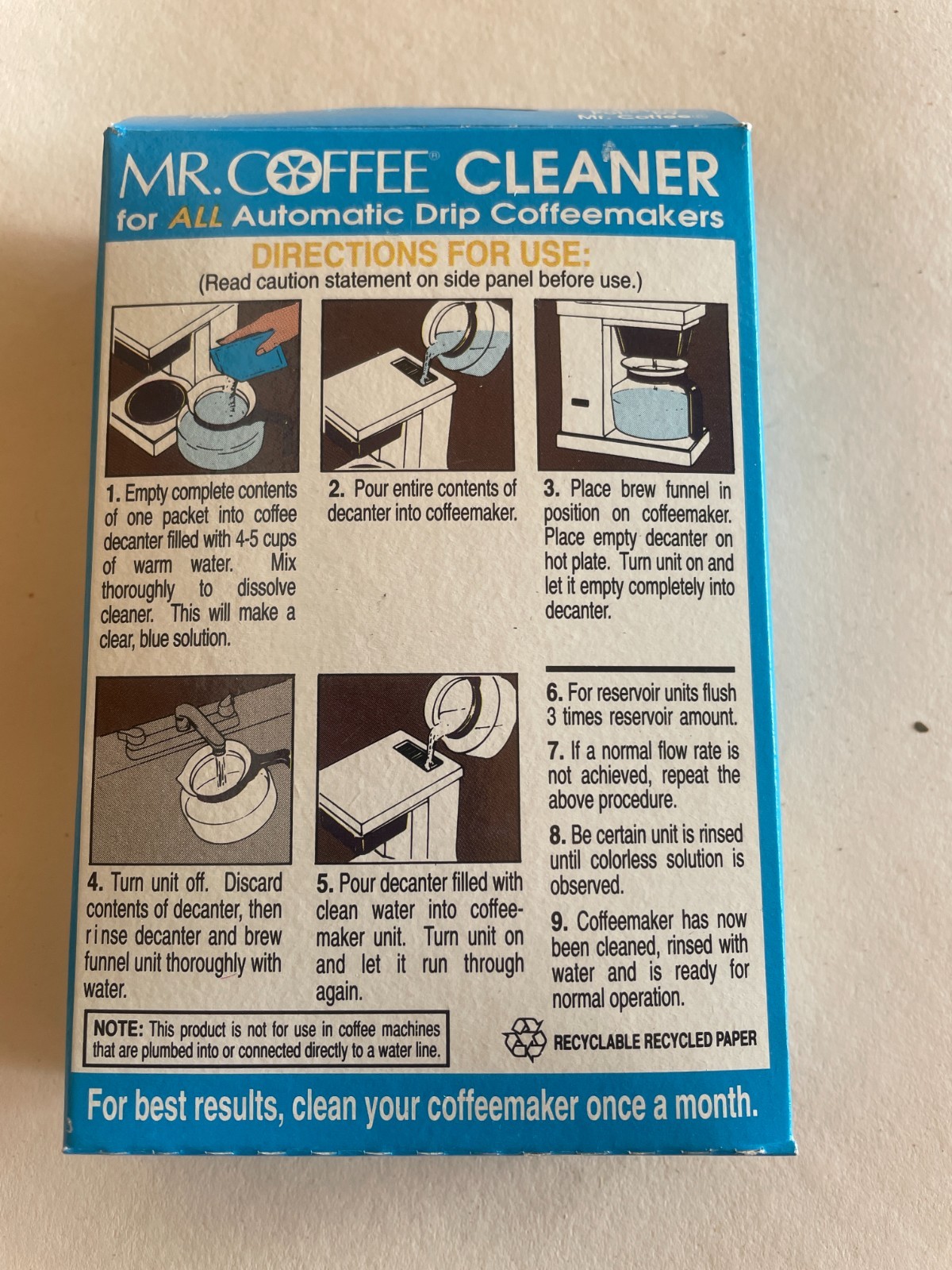 Vintage Mr Coffee Automatic Drip coffee Pot Cleaner, 2-1 oz packets NOS 1991