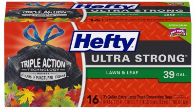 Ultra Strong Heavy-Duty Drawstring Lawn & Leaf Bags,Black,16-Ct.,39 Gallon – E87