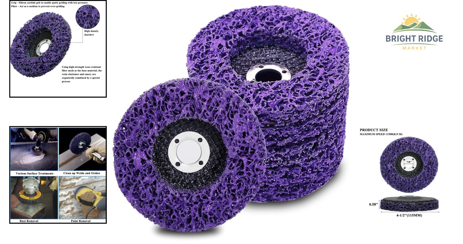 5-Pack of Abrasive Strip Wheels for Grinding, Paint Removal, and Rust Cleaning