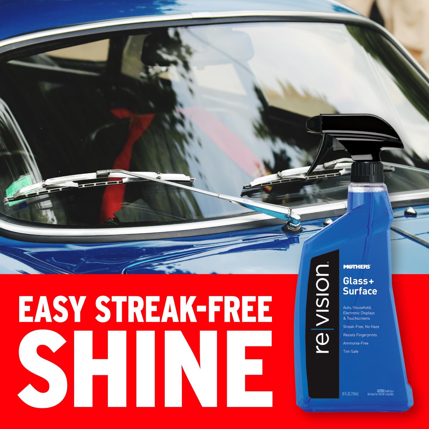 Revision Glass + Surface Cleaner, 24 oz. — Ammonia-Free, Tint-Safe, Streak-Fr…