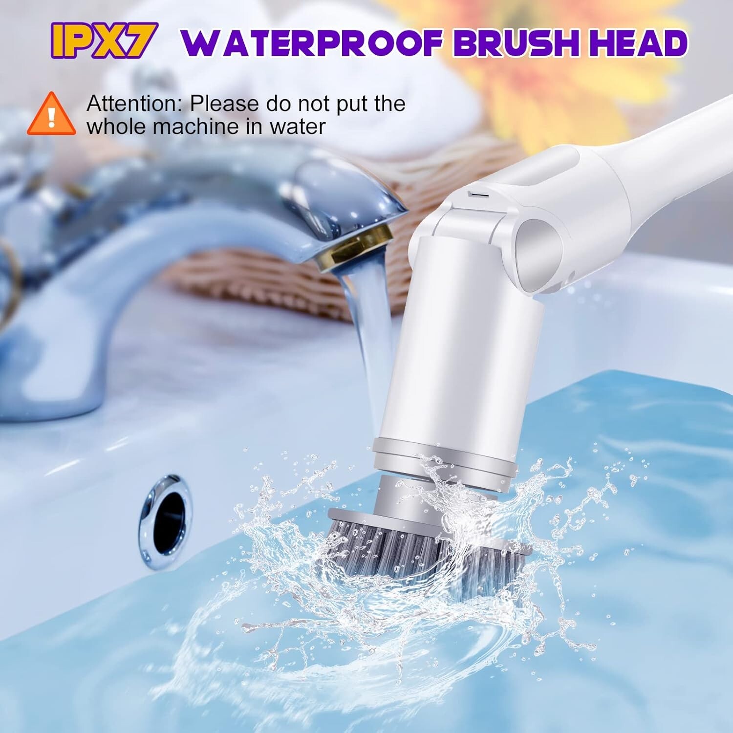 Electric Spin Scrubber, Protable Cordless with 5 Brush Heads & Adjustable Handle
