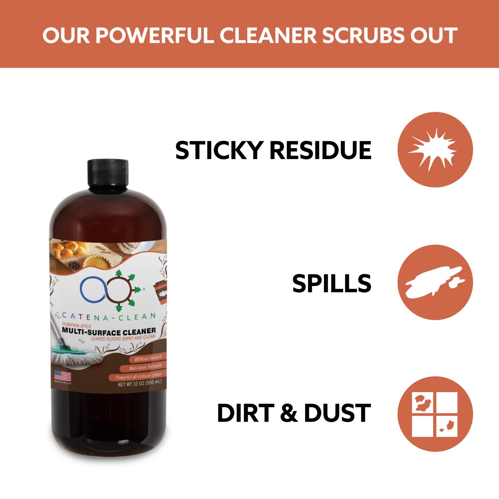 All-Natural Pumpkin Spice Scented Mop Cleaner (1 Pack) Streak-Free Floors!
