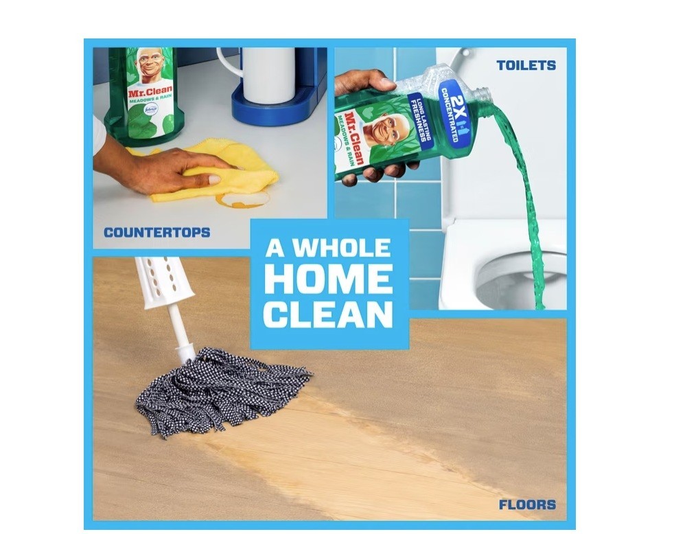3 PACK Mr. Clean2X Concentrated Multi Surface Cleaner with Febreze Meadows &Rain