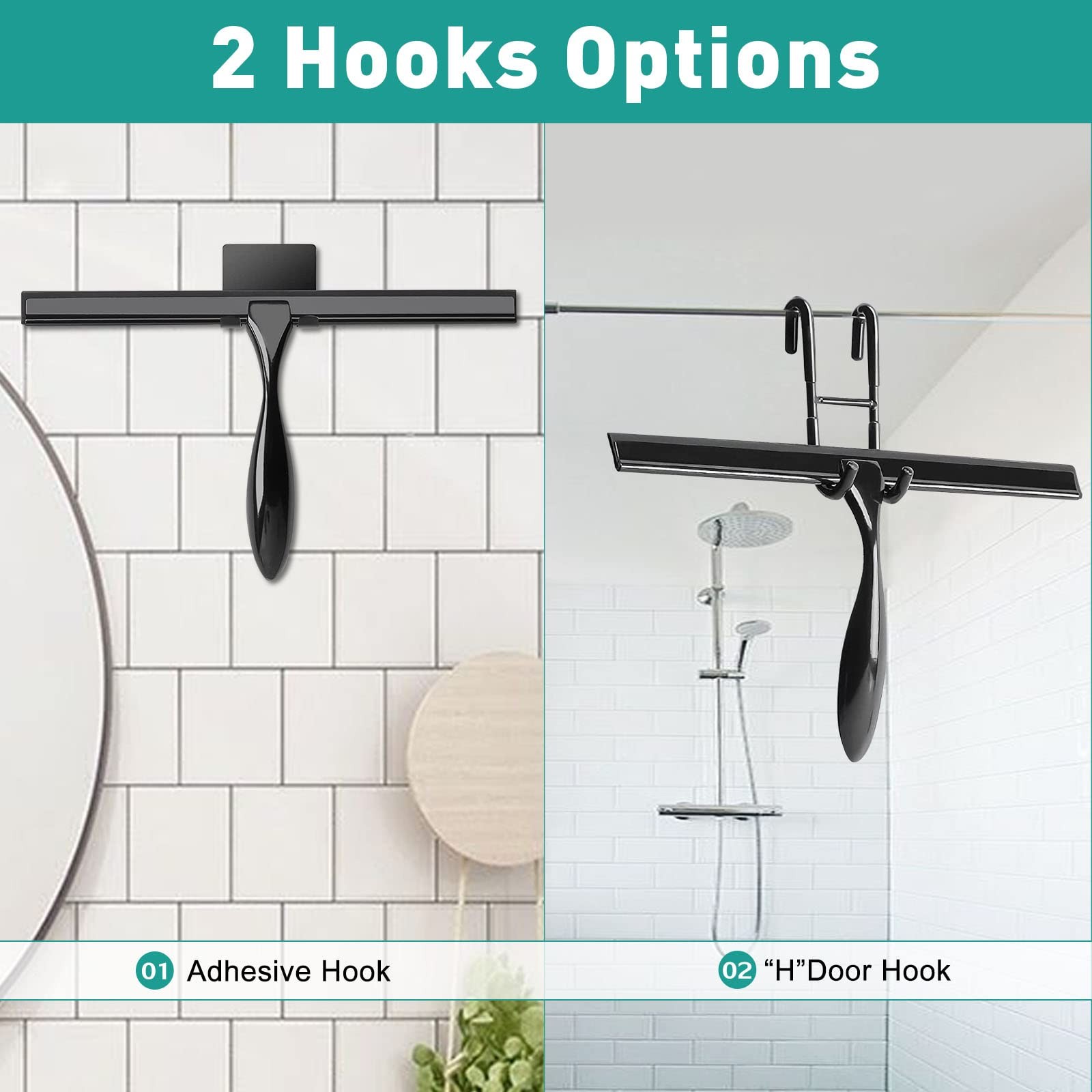 Shower Squeegee for Glass Doors,12-Inch Shower Glass Squeegee, Matte Black Sh…