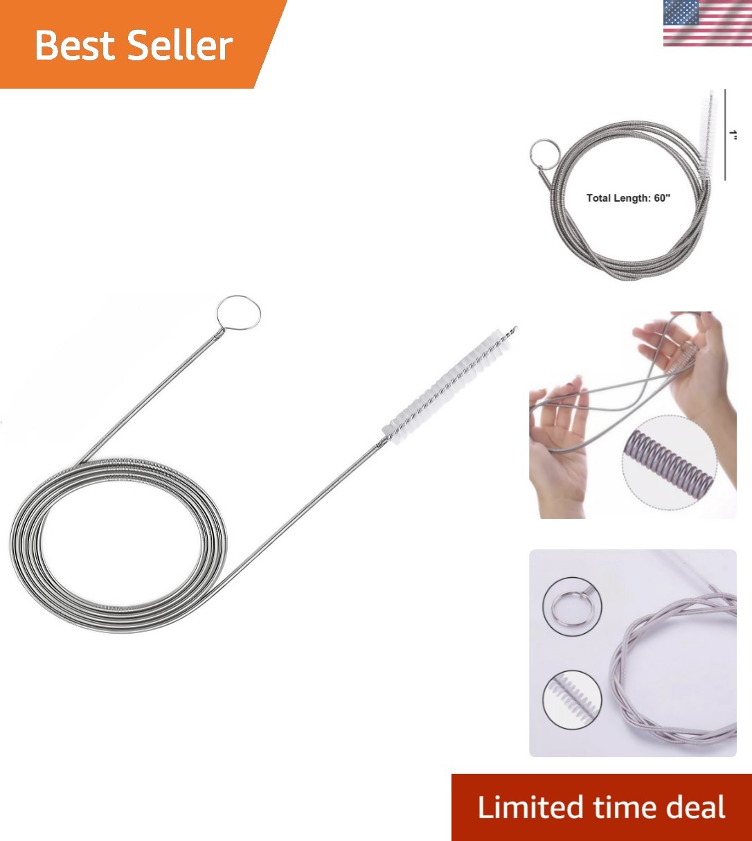 Versatile 60 Inch Drain Brush Tool – Perfect for Kitchen, Fish Tanks & Home Use