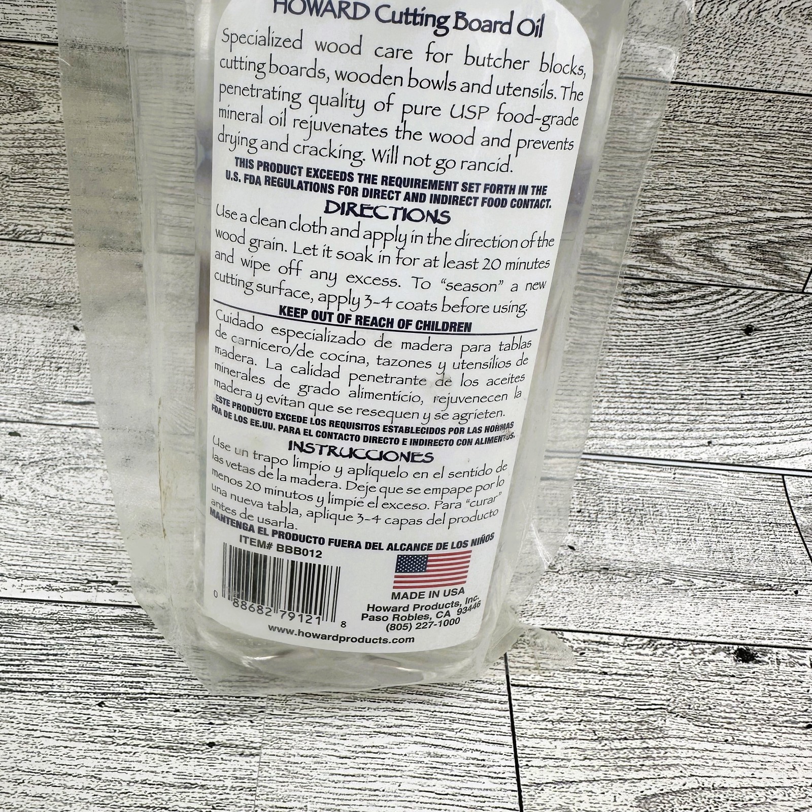 Brand New Sealed Howard Cutting Board Oil 2 Bottles @ 12 FL OZ #BBB012
