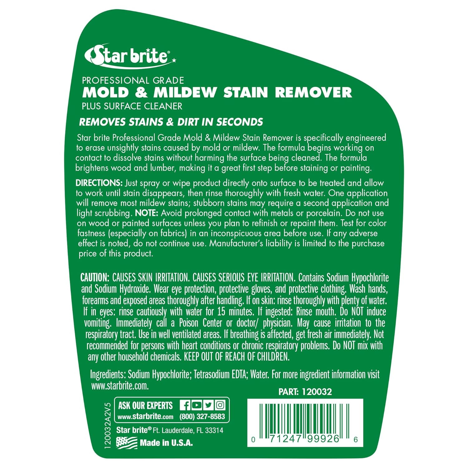 Professional Grade Mold Mildew Stain Remover 32 Fl Oz Cleaner