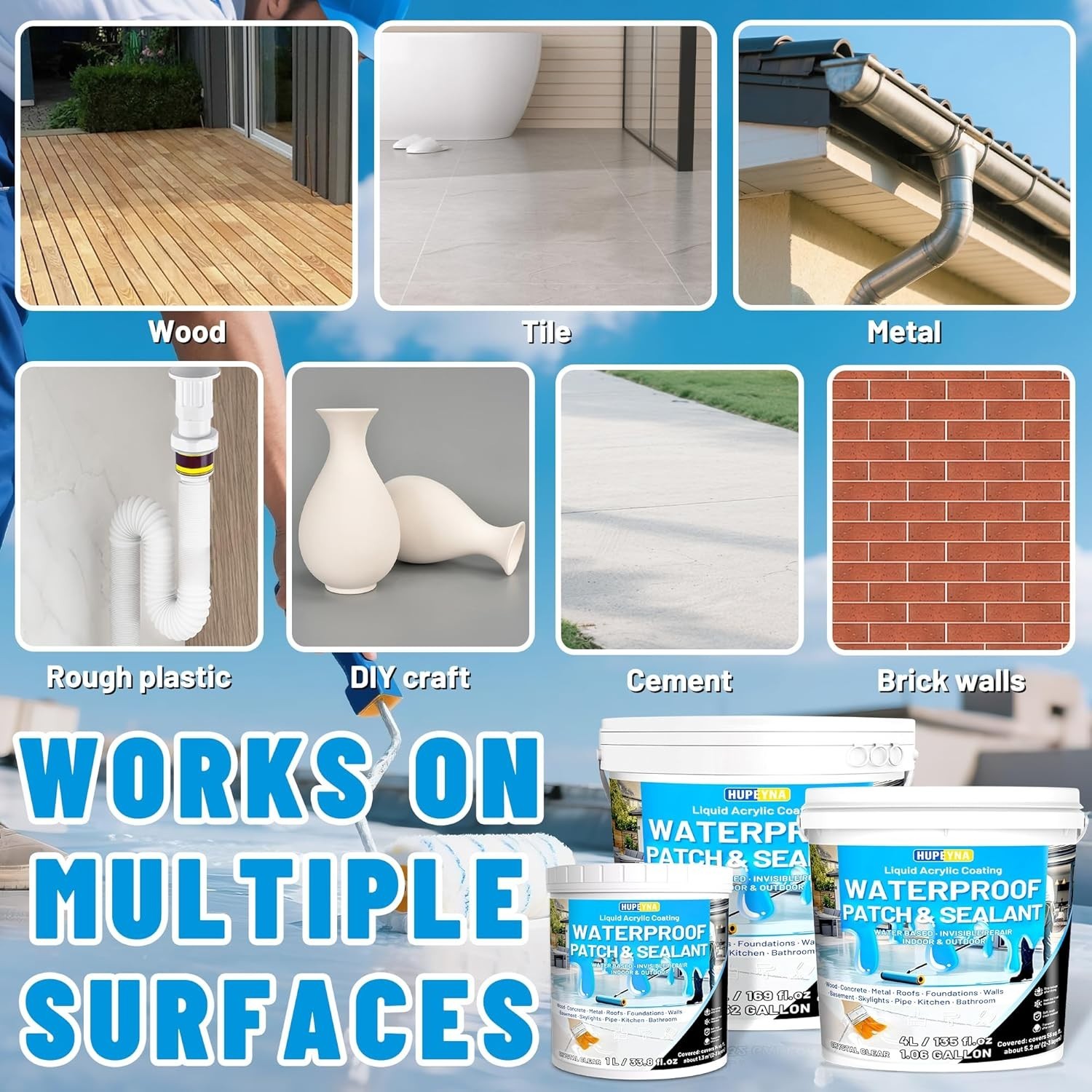4L Hupeyna Waterproof Sealant, Liquid Transparent Waterproof Coating Repairing