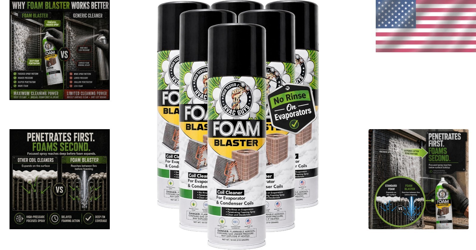 AC Coil Cleaner for Evaporator & Condenser – 6 Pack