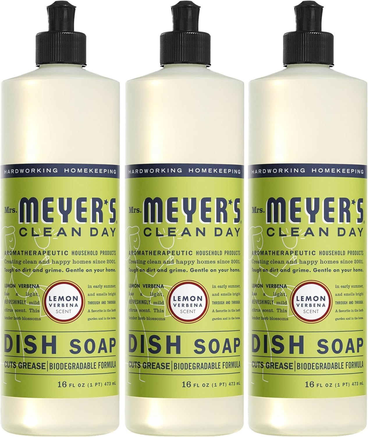 Liquid Dish Soap Lemon Verbena 16oz Biodegradable Formula 3 Pack – US