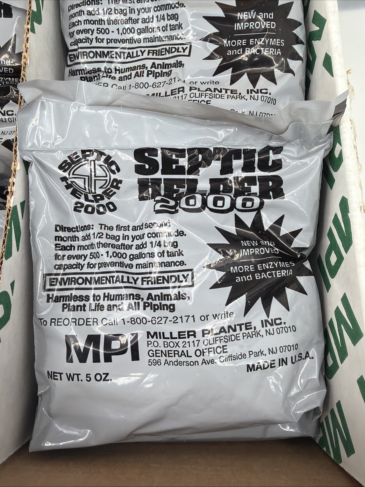 15 Bags MPI Septic Helper 2000 5 Oz. Non Toxic New And Improved Gray Bag Enzymes
