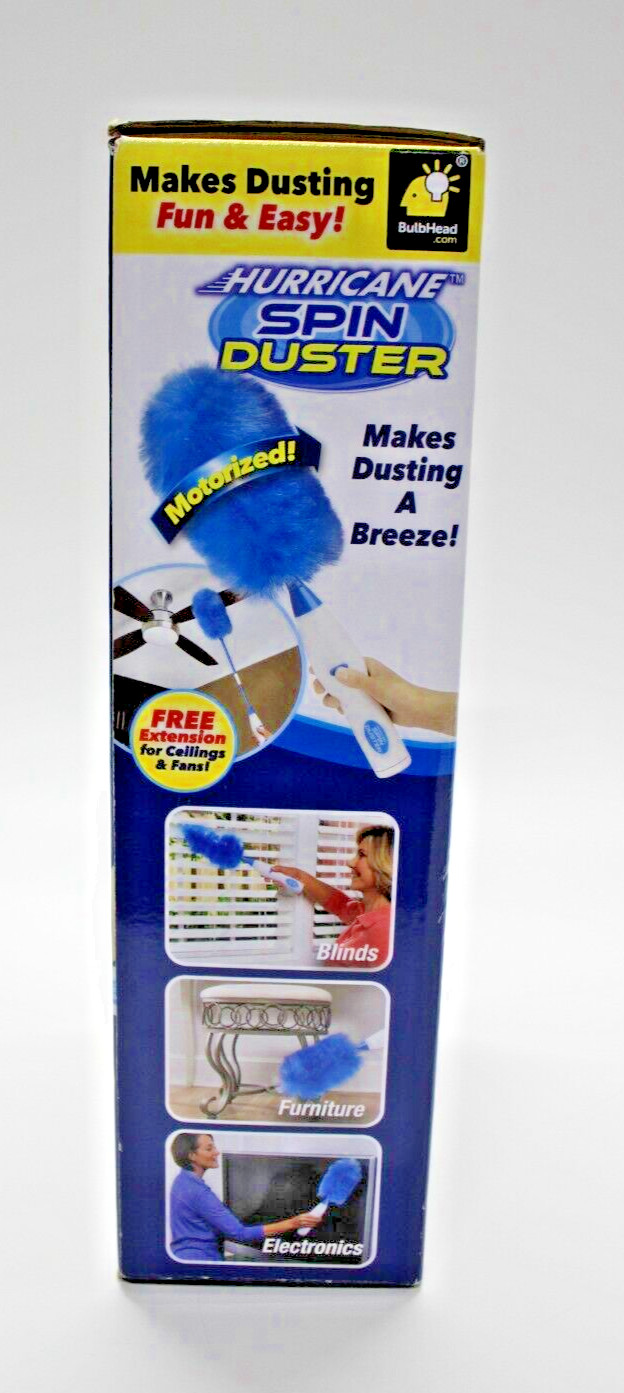 Hurricane Spin Duster Motorized Dust Wand w/ Extension Rod for Ceilings & Fans