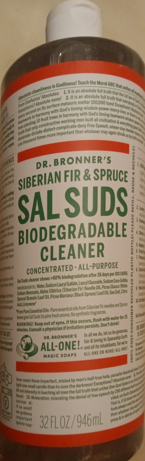 Dr. Bonner’s Sal Suds Biodegradable All-Purpose Cleaner – 32oz