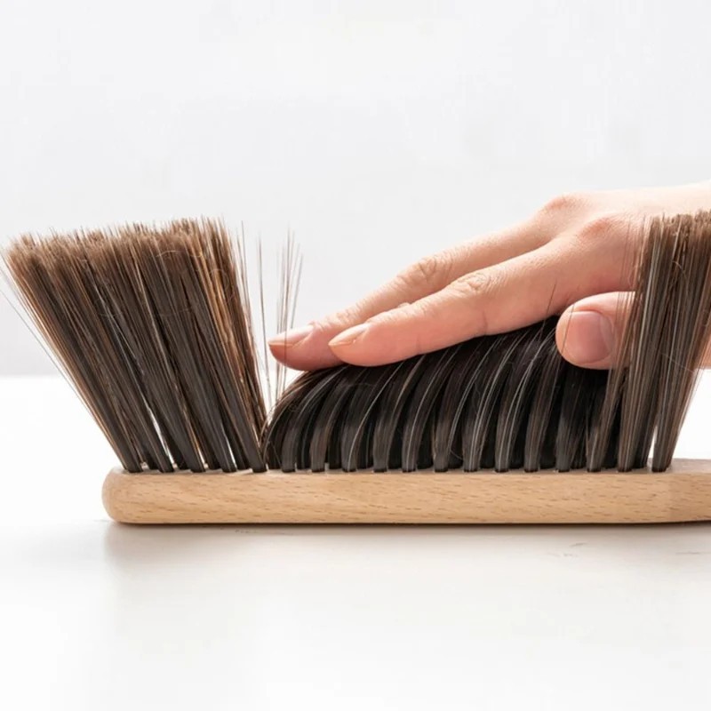 Natural Wood Bristle Cleaning Brush Anti Static Coffee Grinder Desktop Broom 1/2