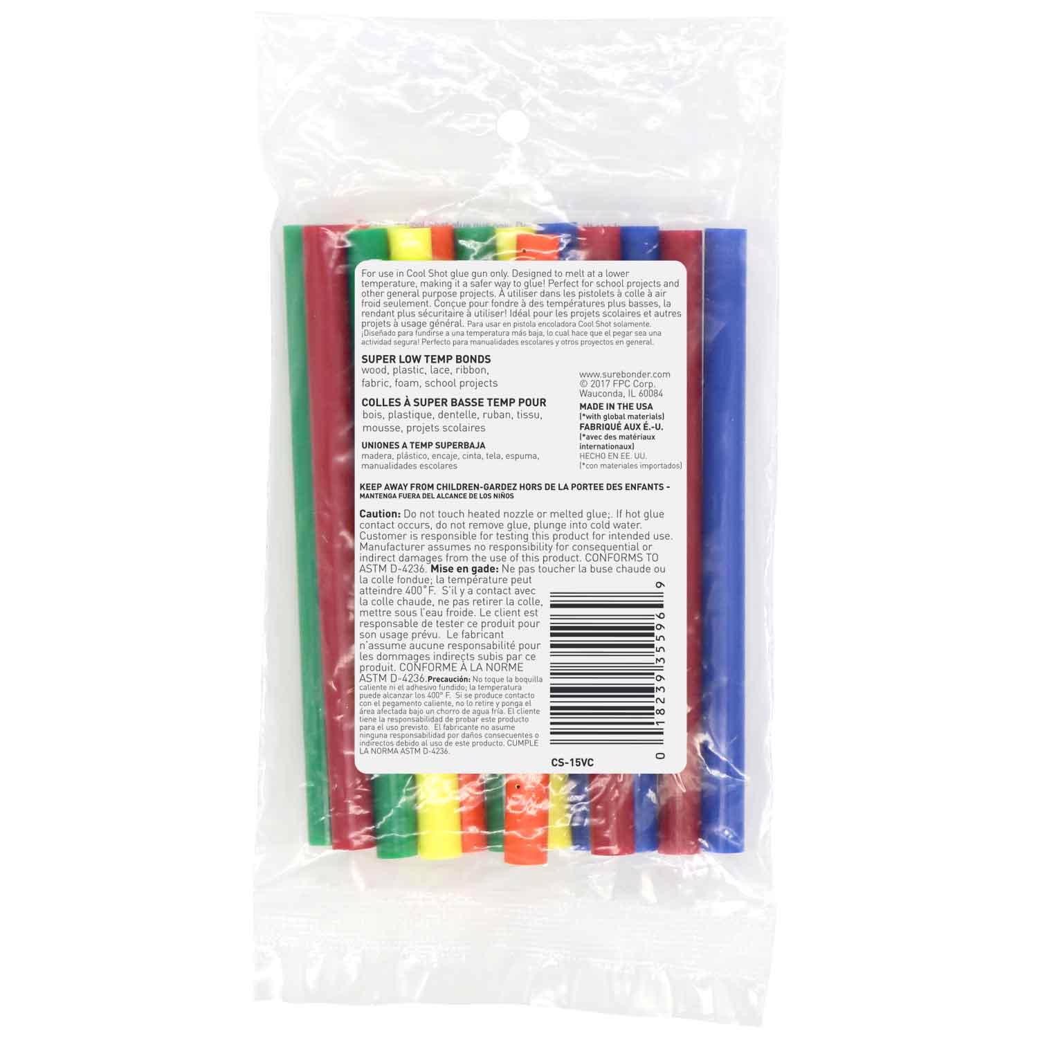 Surebonder CS-15VC Cool Shot Assorted Color Mini Glue Sticks 4 x 0.27 in.