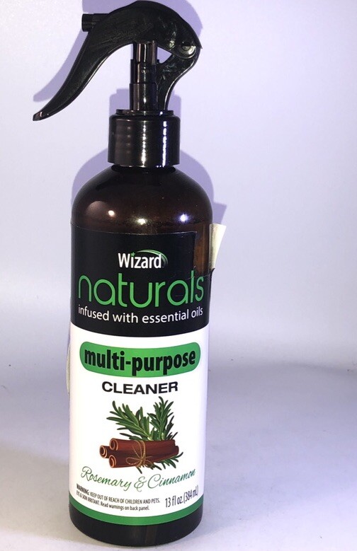 Wizard Naturals All-Purpose Spray Cleaner Rosemary &Cinnamon 13oz-Part Label Cut