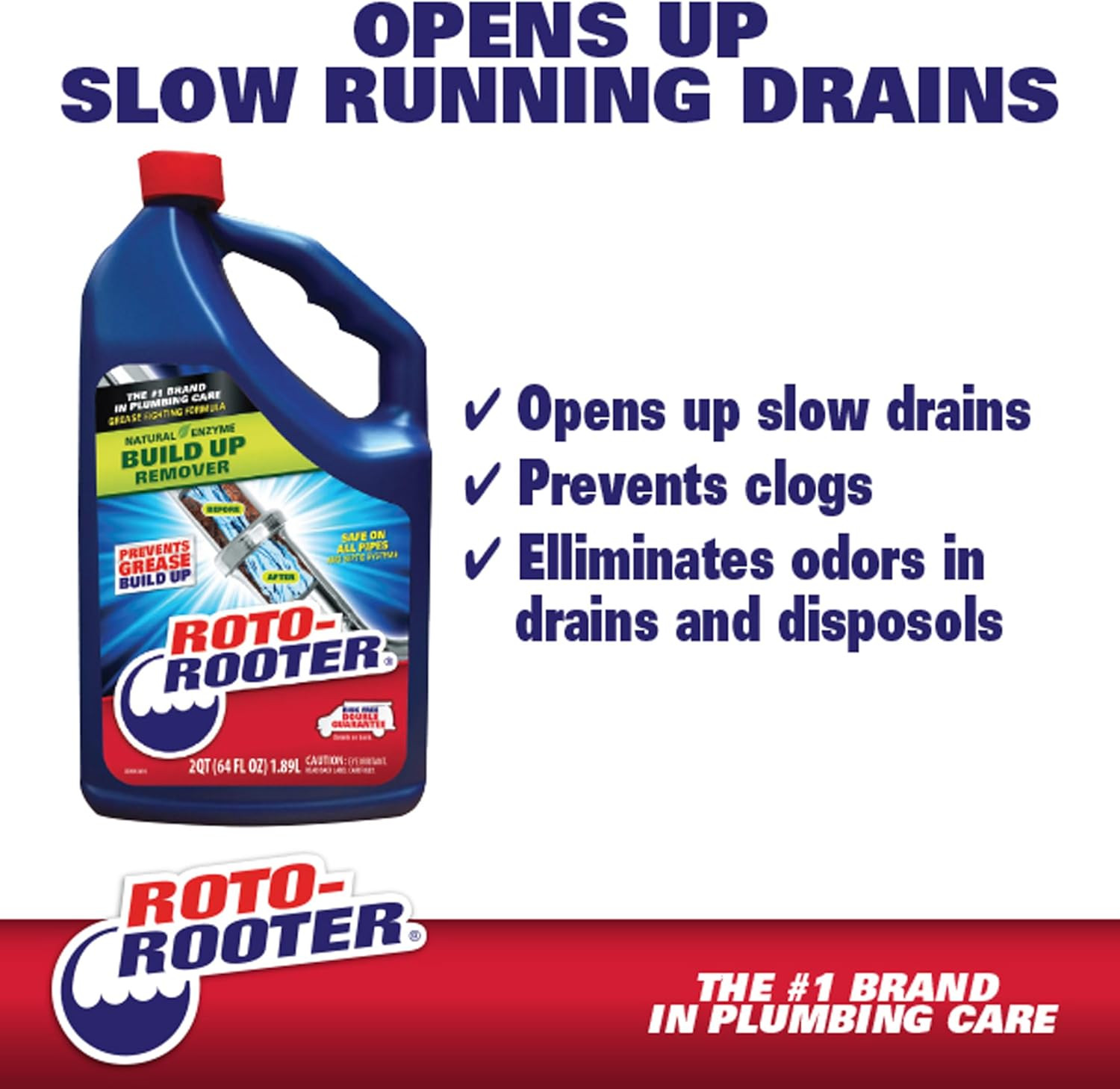 Build-Up Remover Drain Cleaner, Enzyme-Based Formula Helps Prevent Clogs and Gre