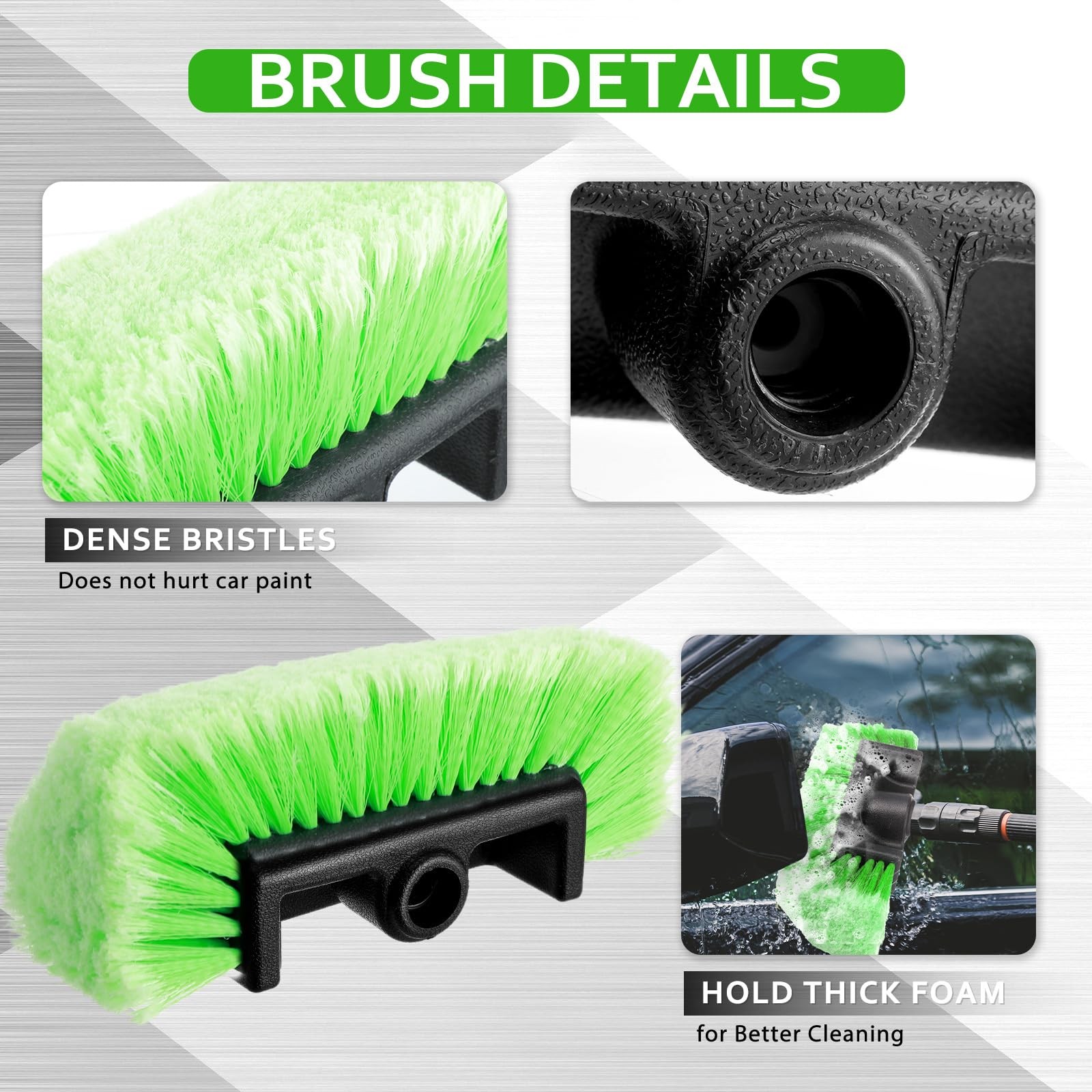 2 Pcs 10 Inch Car Wash Brush Head with Soft Detailing Bristle Flow Through Ca…