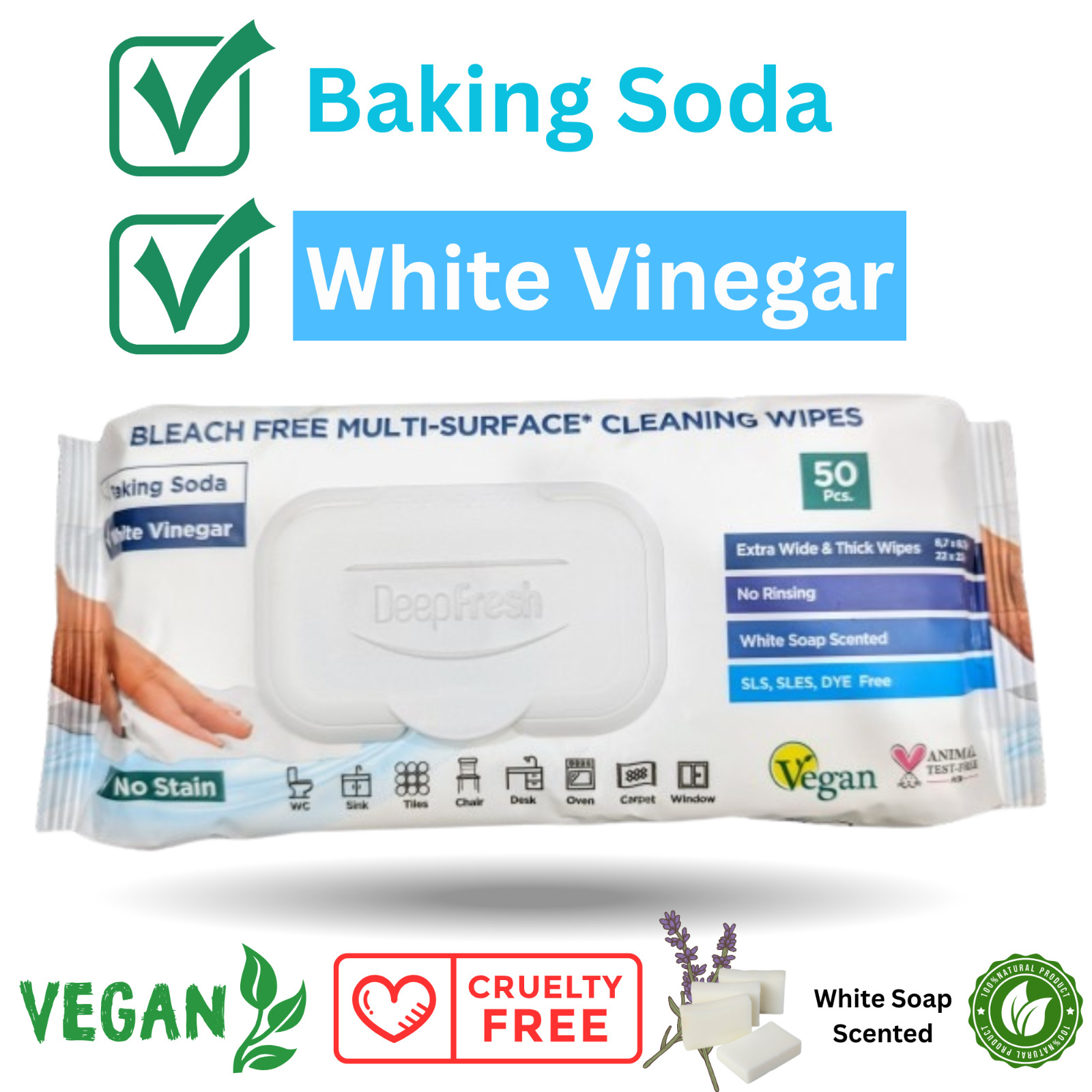 Bleach Free Multi Surface Cleaning Wipes Pack of 6