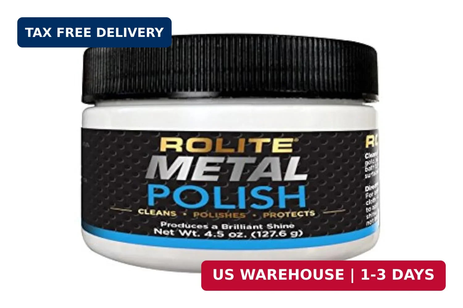 Rolite Metal Polish Paste, 4.5 oz, Industrial Strength Scratch Remover & Cleaner