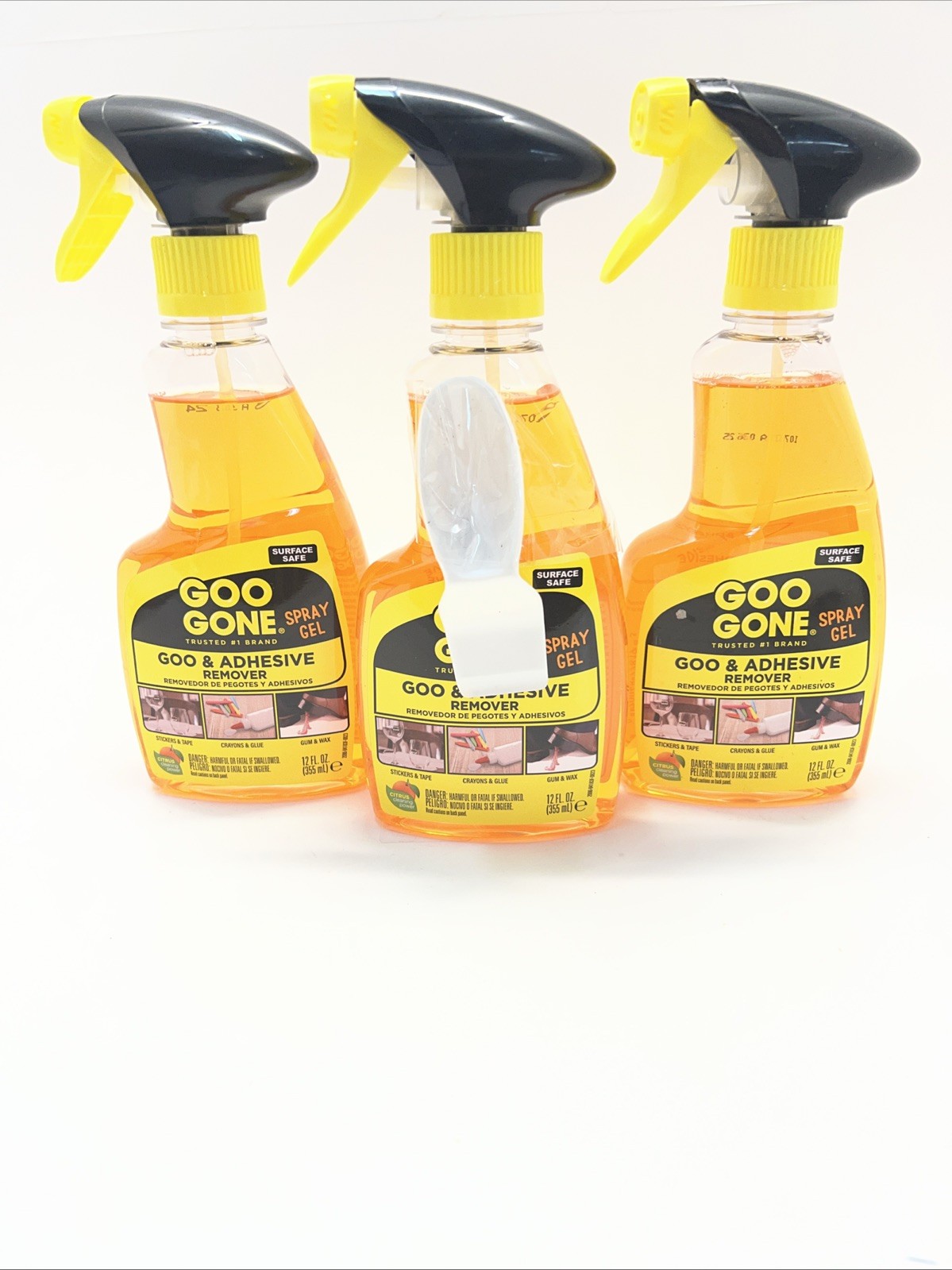 3x GOO GONE Original ADHESIVE Glue Gum Remover Citrus & Surface Safe 12oz
