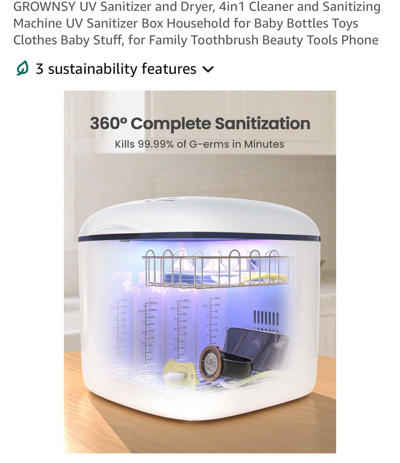 GROWNSY UV Sanitizer and Dryer, 4in 1 Cleaner and Sanitizing Machine