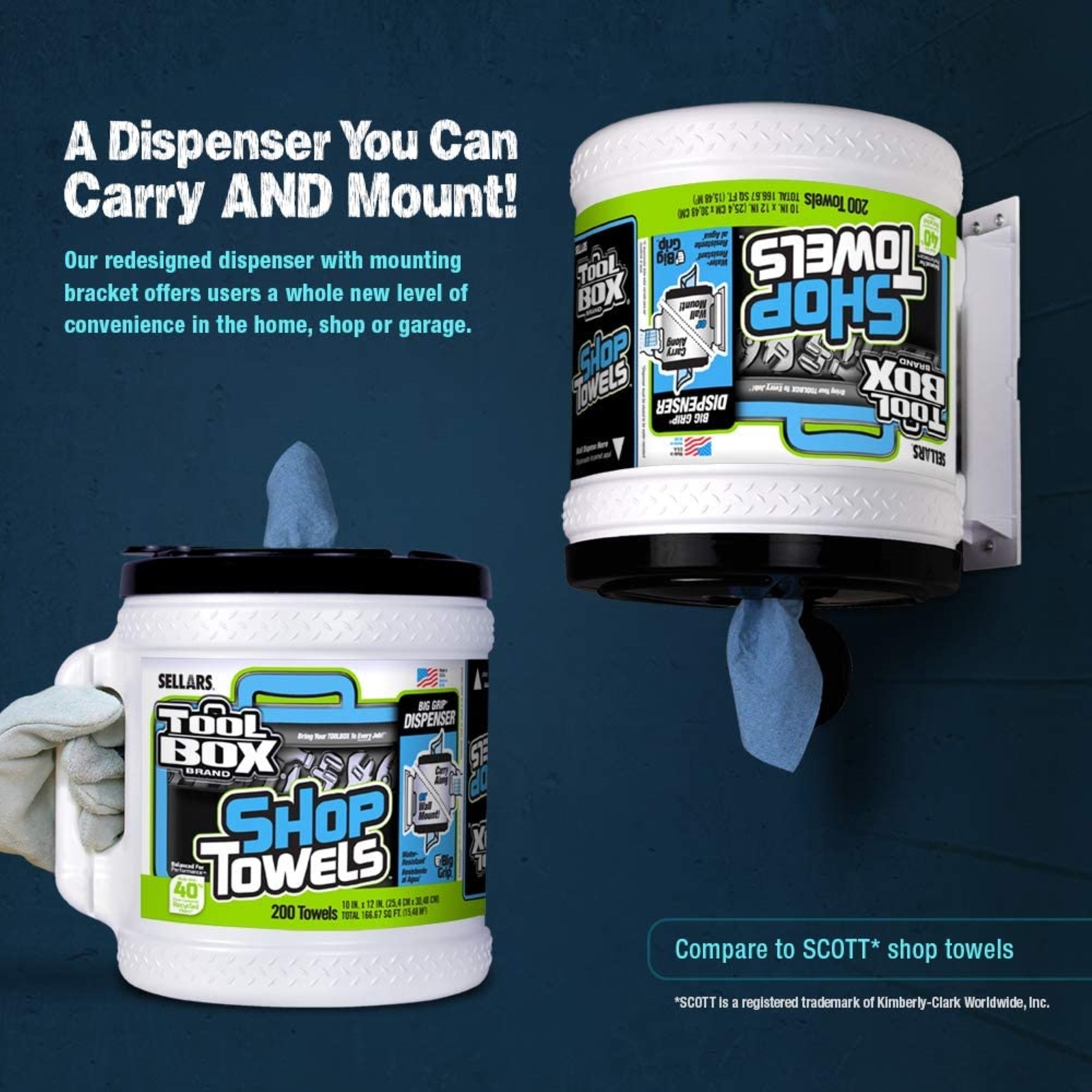 Sellars (#55208) Toolbox Shop Towels Dispenser Bucket- (1 Bucket of 200 Sheets)