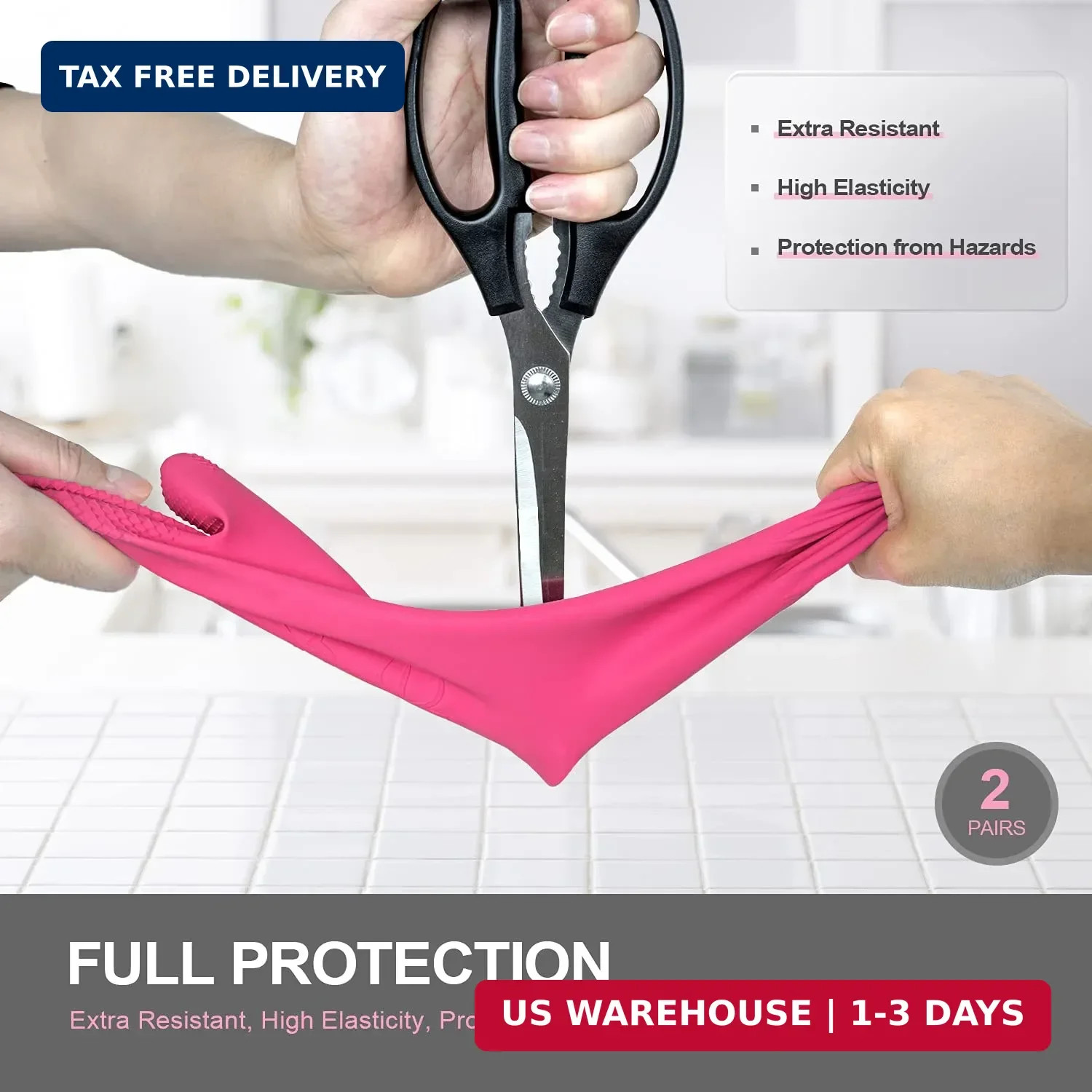 DABOGOSA Mamison 2 Pairs Reusable Waterproof Household Dishwashing Cleaning Rubb
