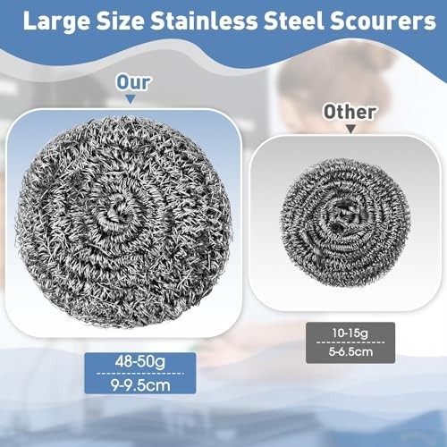 72 Pcs Stainless Steel Scrubber Set – Heavy Duty Steel Wool Scourers for Dishes,