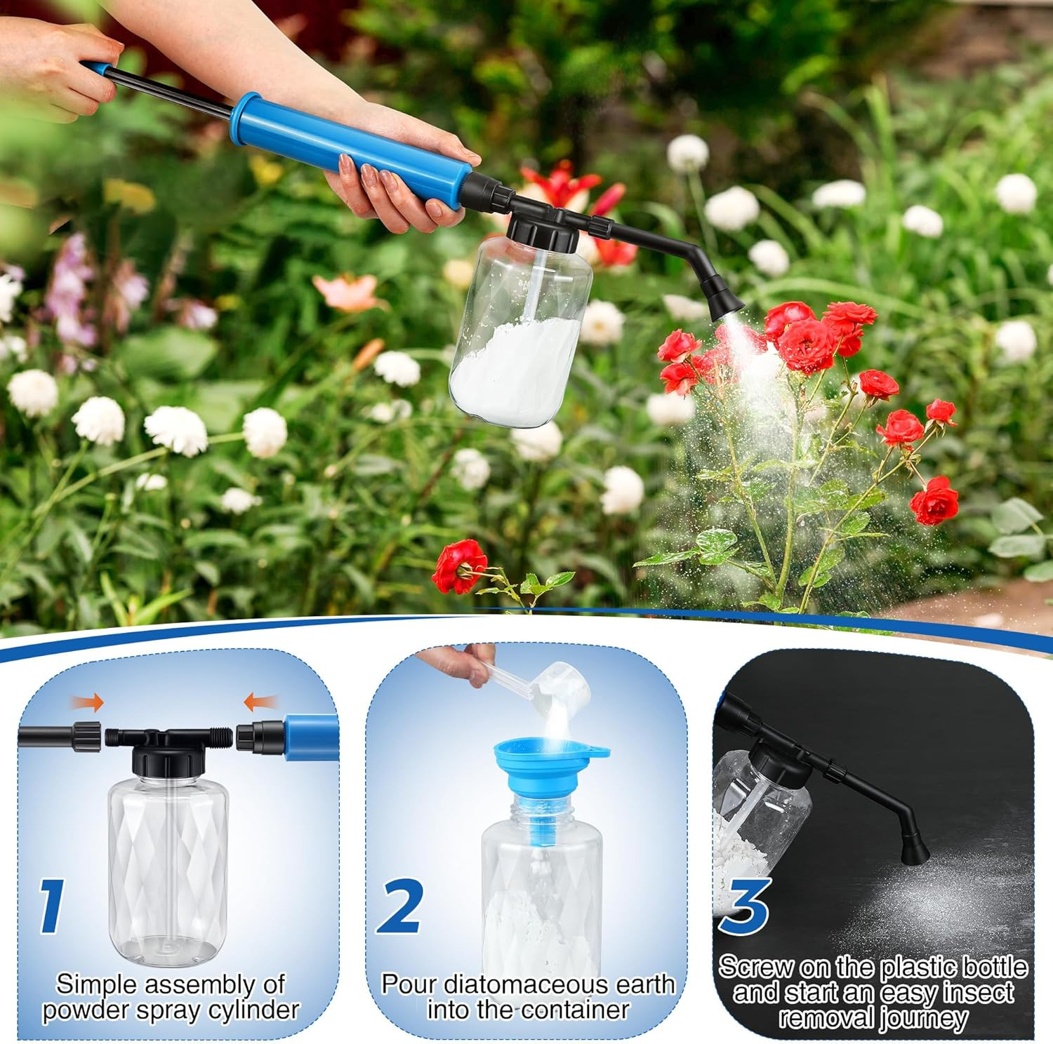 Diatomaceous Earth Powder Duster, 500Ml Garden Powders Applicator Dispenser, Pow