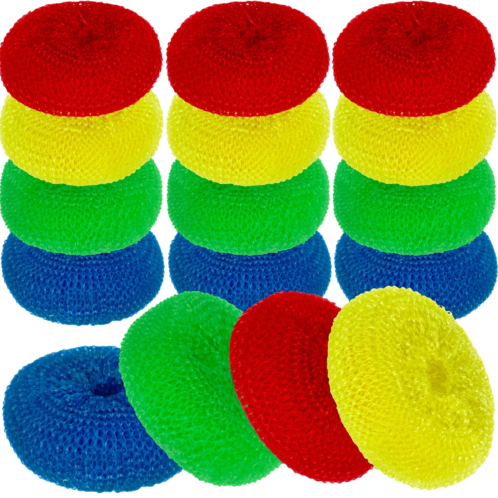 12 Pack Mesh Scourers Non Scratch Plastic Dish Scrubbers for Kitchen Garage