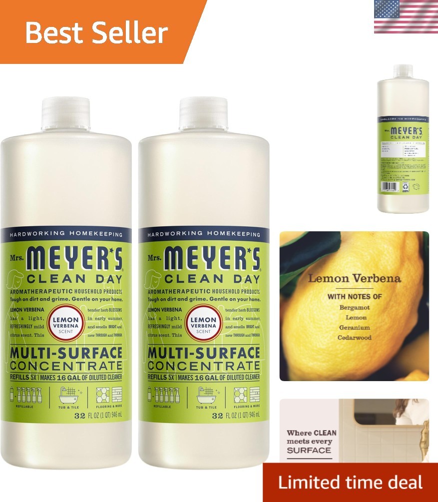 Lemon Verbena Multi-Surface Cleaner Concentrate – Eco-Friendly 32 Fl Oz – 2 Pack