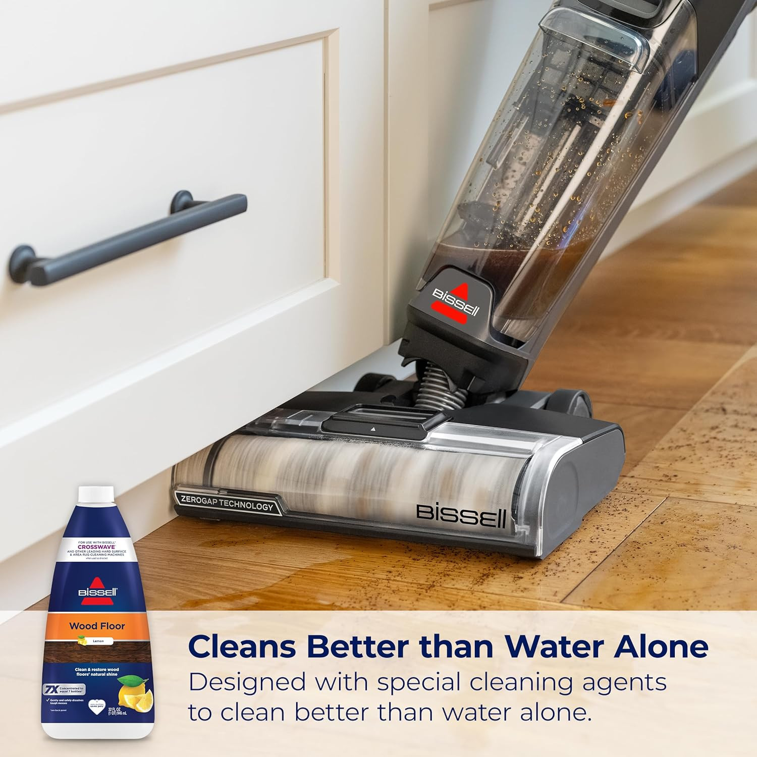 Bissell Crosswave & Spinwave Wood Floor Cleaning Formula, 32 Oz, Dissolves Dirt,