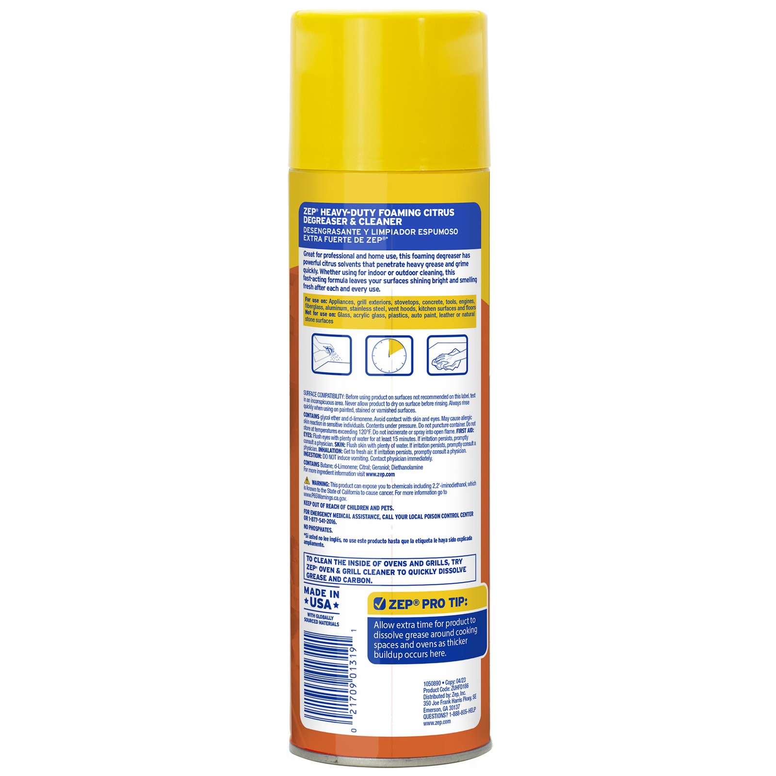 Zep Heavy-Duty Citrus Foaming Degreaser and Cleaner – 18 Ounce (Case of 6)